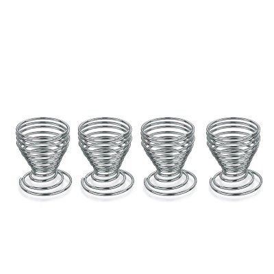 KELA Lot de 4 coquetiers Spirale en m&eacute;tal - chrom&eacute;