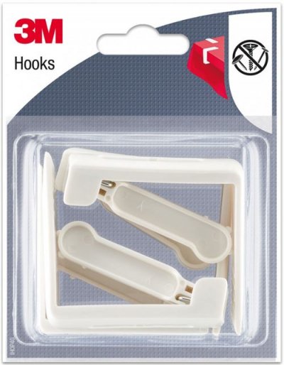 3M Lot de 4 crochets &agrave; clipser , blanc