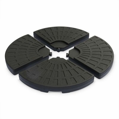 SWEEEK Lot De 4 Dalles Arrondies 48x48cm &Agrave; Lester - Pour Parasol D&eacute;port&eacute; Avec Pied Type "Croix". Base