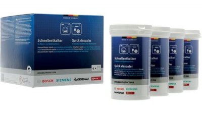BOSCH Lot de 4 d&eacute;tartrants poudre Lave-linge & Lave-vaisselle  00311922