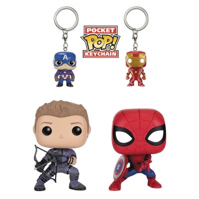 FUNKO Lot de 4 Figurines et Porte-cl&eacute;s Pop! -Captain America