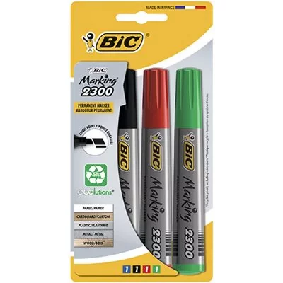 BIC Lot de 4 marqueurs permanent 2300 -  - Pointe moyenne - 4 couleurs