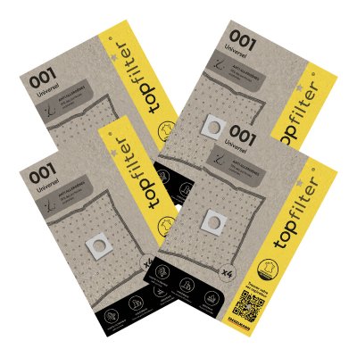 TOP FILTER Lot de 4 packs de 4 sacs aspirateur 64001 universels Premium ref 9998050