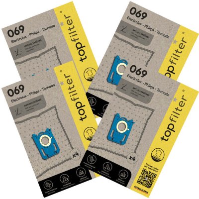Lot de 4 packs de 4 sacs aspirateur 64069 Electrolux Philips et Tornado TopFilter Premium ref.