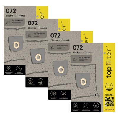 TOP FILTER Lot de 4 packs de 4 sacs aspirateur 64072 Tornado Premium ref 9997750