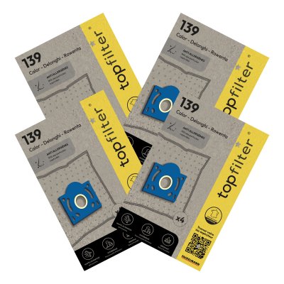 TOP FILTER Lot de 4 packs de 4 sacs aspirateur 64139 pour Rowenta Premium ref 9997250