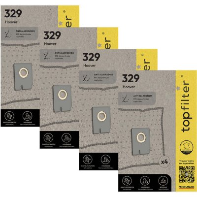 TOP FILTER Lot de 4 packs de 4 sacs aspirateur 64329 pour Hoover Freespace EVO Premium ref 9995750