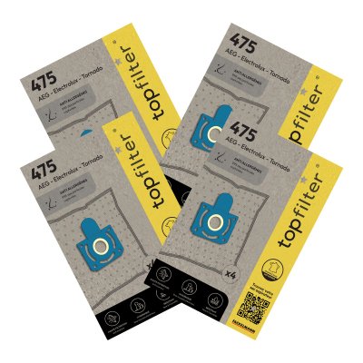 TOP FILTER Lot de 4 packs de 4 sacs aspirateur 64475 Tornado et AEG Premium ref 9993850