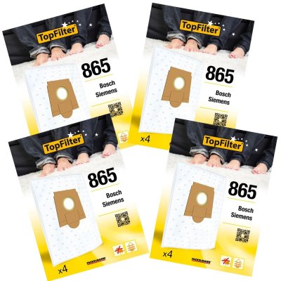 TOP FILTER Lot de 4 packs de 4 sacs aspirateur 64865 pour Bosch Premium ref 9994350