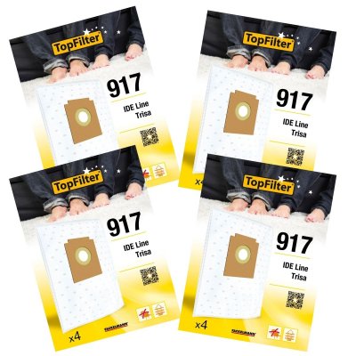  Lot de 4 packs de 4 sacs aspirateur 64917 IDE Line et Trisa Premium ref 9995450