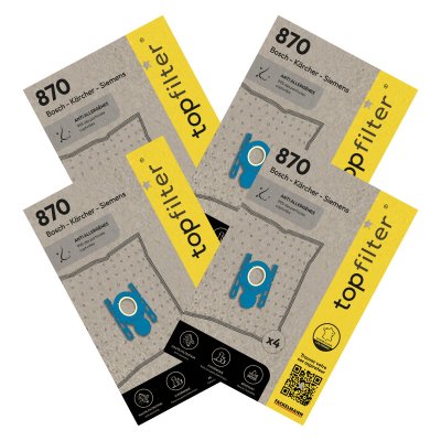 TOP FILTER Lot de 4 packs de 4 sacs aspirateur pour Bosch et Siemens TopFilter Premium ref. 9997450