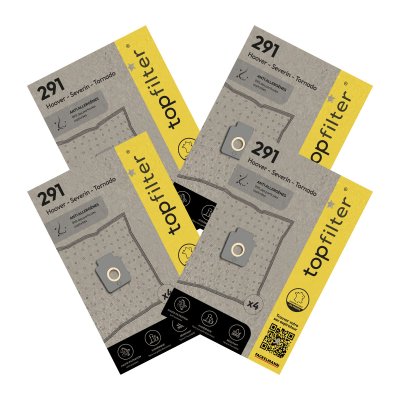 TOP FILTER Lot de 4 packs de 4sacs aspirateur64291 pour Hoover Premium ref 9995650