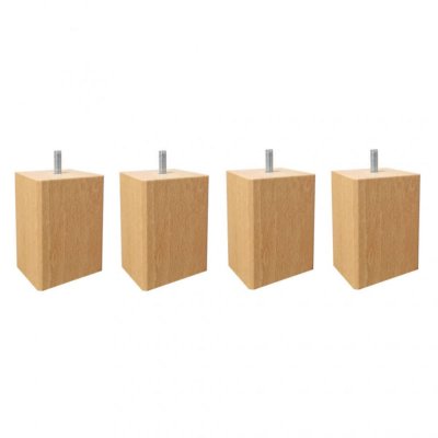 Lot de 4 pieds de meuble 15x7 carr&eacute; en bois de h&ecirc;tre - PIEDS DE LIT