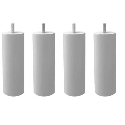 Lot de 4 pieds de meuble gris 15x6 rond bois de h&ecirc;tre - PIEDS DE LIT