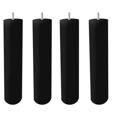 Lot de 4 pieds de meuble noir 25x6 rond bois de h&ecirc;tre - pieds de lit