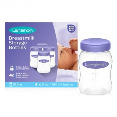LANSINOH Lot de 4 pots de conservation du lait maternel 