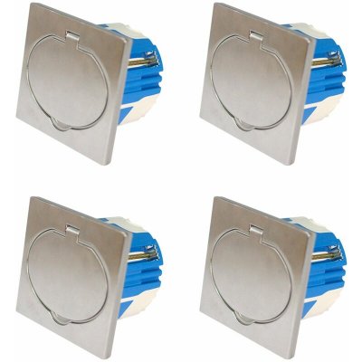 ZENITECH Lot de 4 Prises 16A 2P+T finition alu bross&eacute; - IP44 avec bo&icirc;te d'installation