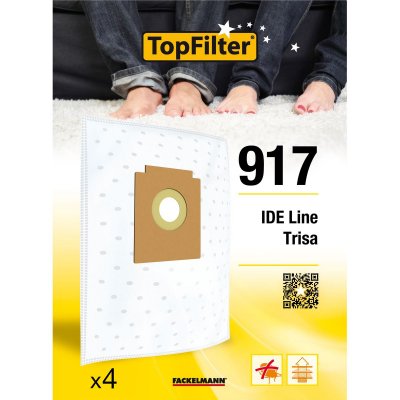 TOP FILTER Lot de 4 sacs aspirateur IDE Line et Trisa Premium ref 64917