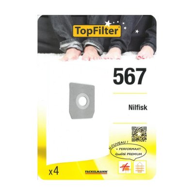 TOP FILTER Lot de 4 sacs aspirateur nilfisk topfilter premium ref. 64567 64567