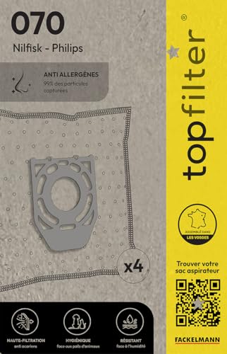 TOP FILTER Lot de 4 sacs aspirateur philips topfilter premium ref. 64070