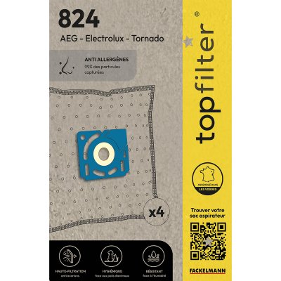 TOPFILTER Lot de 4 sacs aspirateur pour Electrolux et Tornado Premium ref 64824