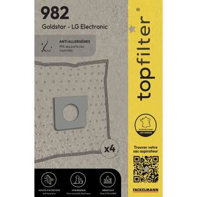 TOPFILTER Lot de 4 sacs aspirateur pour goldstar et lge  premium ref. 64982