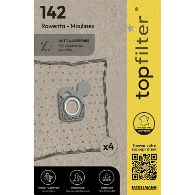 TOP FILTER Lot de 4 sacs aspirateur Rowenta et Moulinex Premium ref 64142