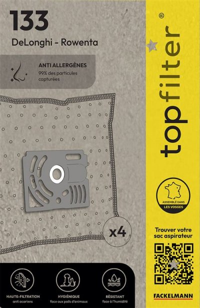 TOPFILTER Lot de 4 sacs aspirateur rowenta  premium ref. 64133