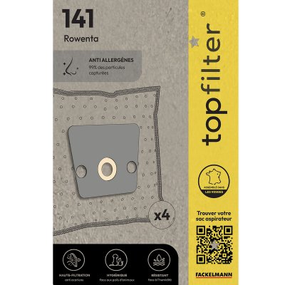 TOPFILTER Lot de 4 sacs aspirateur rowenta  premium ref. 64141