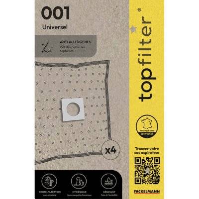 FINISH Lot de 4 sacs aspirateur universels topfilter premium ref. 64001