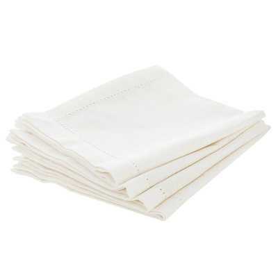 ATMOSPHERA Lot de 4 serviette de table Chambray - L 40 cm x l 40 cm - Blanc