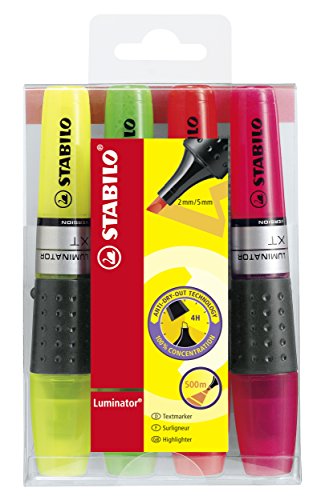 STABILO Lot De 4 Suligneurs Luminator Coloris Assortis Pointe Biseaut