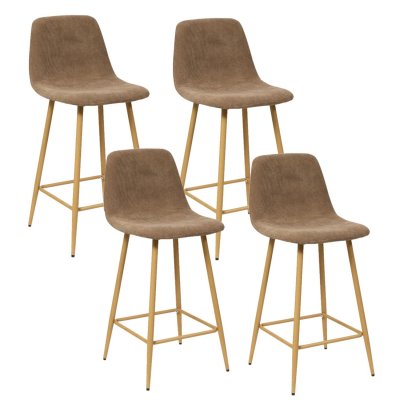 Lot De 4 Tabourets De Bar En Velours C&ocirc;tel&eacute; Roka