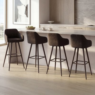 Lot de 4 tabourets de bar pivotants avec accoudoirs en velours noir et pieds m&eacute;tal noir