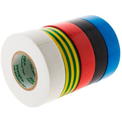 ZENITECH Lot de 5 adh&eacute;sifs 19mm x 20m 5 couleurs - 
