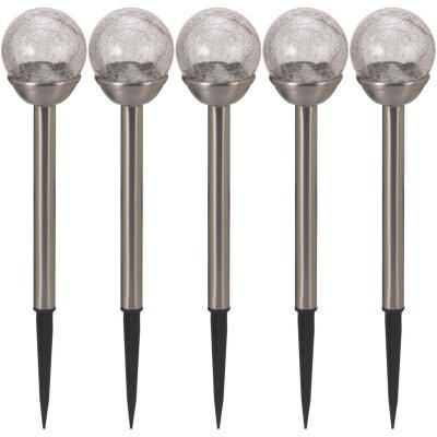 SMART SOLAR Lot de 5 balises en verre craquel&eacute; Globe couleurs changeantes - Argent&eacute;