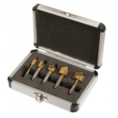 RIBIMEX Lot de 5&nbsp;ciseaux plaqu&eacute; titane 6/10/13/16/19&nbsp;mm dans un coffret en aluminium