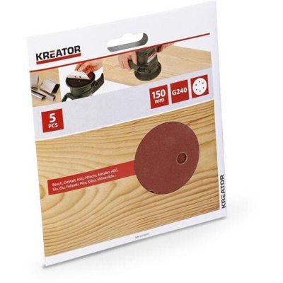 KREATOR Lot De 5 Disques Auto-aggripants - Grain 240 -&oslash; 150 Mm