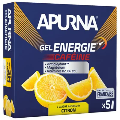 APURNA Lot de 5 gels &eacute;nerg&eacute;tiques citron caf&eacute;ine passage difficile 