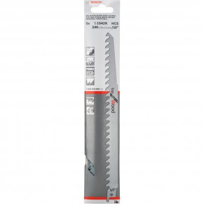 BOSCH Lot de 5 lames de scie sabre S 1542 K  2608650682 pour bois