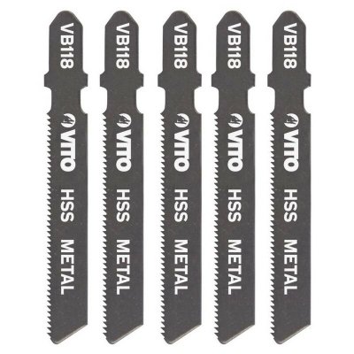 VITO Lot de 5 Lames Scie sauteuse Acier Long: 77mm  Coupe 1 &agrave; 3mm Embo&icirc;tement Bosch VB118.
