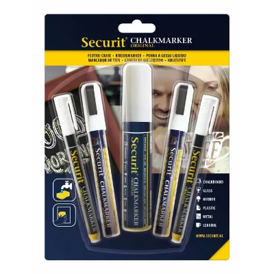 Lot De 5 Marqueurs Craie Blanc - Securit