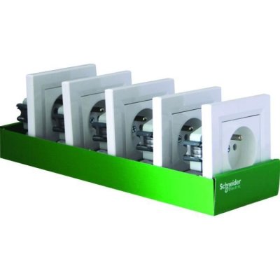 SCHNEIDER ELECTRIC Lot de 5 prises 2 P+T Asfora Blanc 