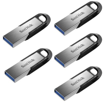 QUMOX Lot de 5 SANDISK Cl&eacute; USB Ultra Flair 64Gb USB 3.0 Gris