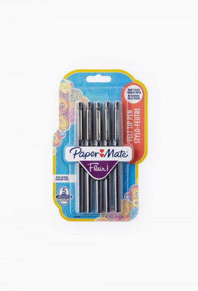 PAPERMATE Lot de 5 stylos feutres pointe moyenne Flair noir