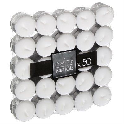 GENERIQUE Lot de 50 bougies chauffe-plat ""basic"" 3,7cm blanc