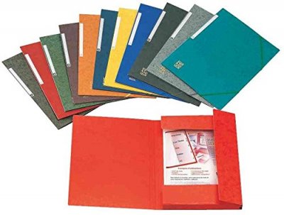 ELBA Lot De 50 Chemises 3 Rabats &Agrave; &Eacute;lastiques A4 Carte Assortis