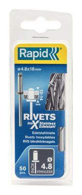 RAPID Lot de 50 rivets inox Diam.4.8 x H.18 mm - 