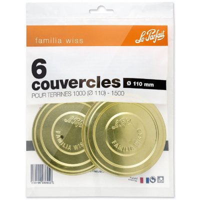 LE PARFAIT Lot de 6 bouchons pour terrine Famillia Wiss - 110 mm - 