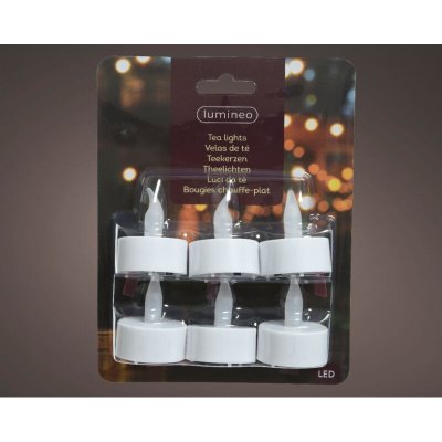 LUMINEO Lot de 6 bougies chauffe-plat &agrave; LED Kaemingk 482264 - Blanches